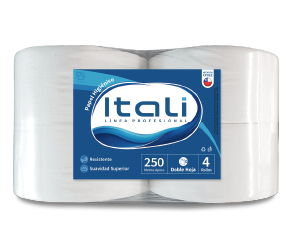 Toallas de Papel Itali 250 metros, 4 rollos